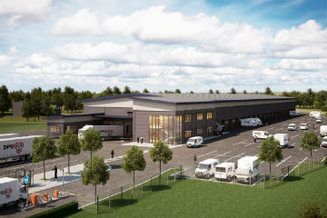 CGI image of the new DPD Unit at Cobham Gate, Cobham Road, Ferndown, Dorset.